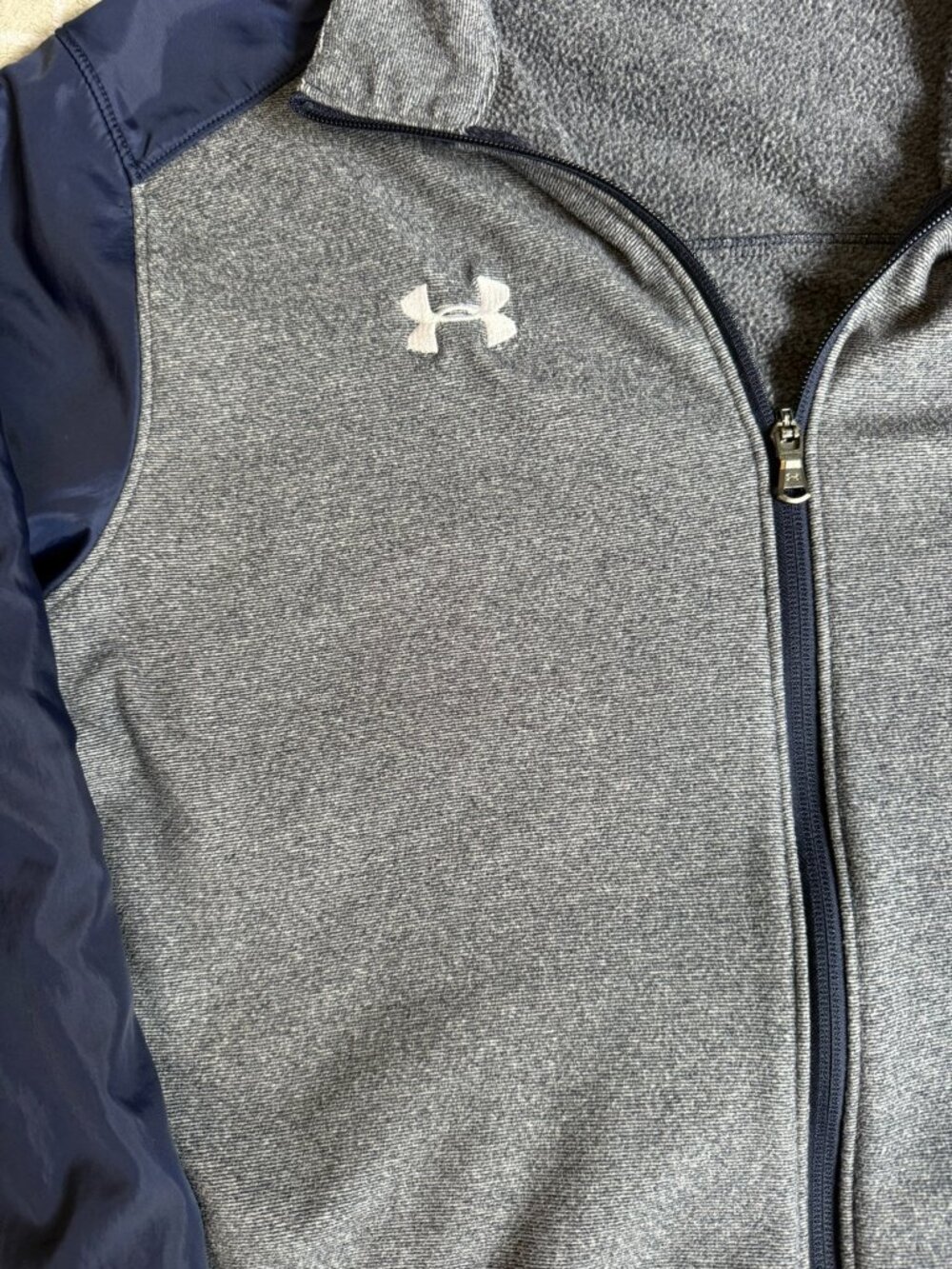 Under Armour Storm Full Zip Jacket Mens Gray Navy Fleece Lined Athletic Size L